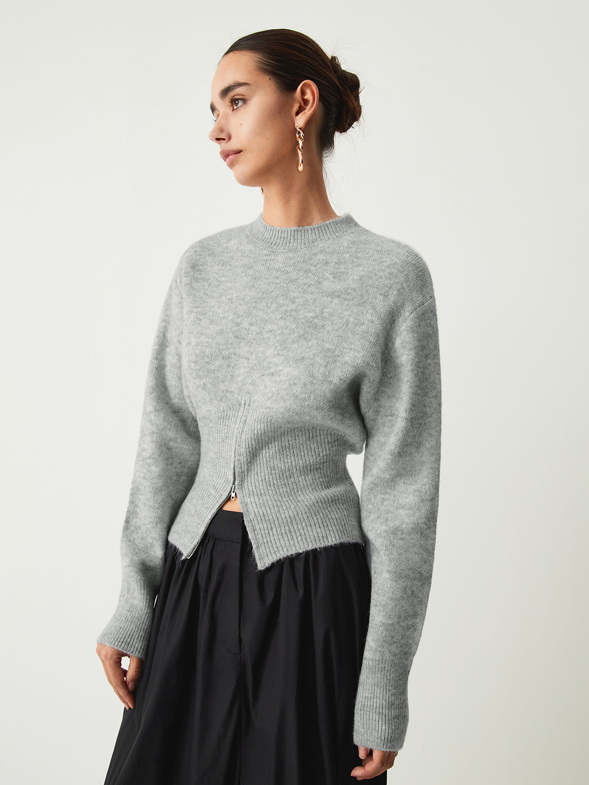 Half Zipper Fuzzy Sweater