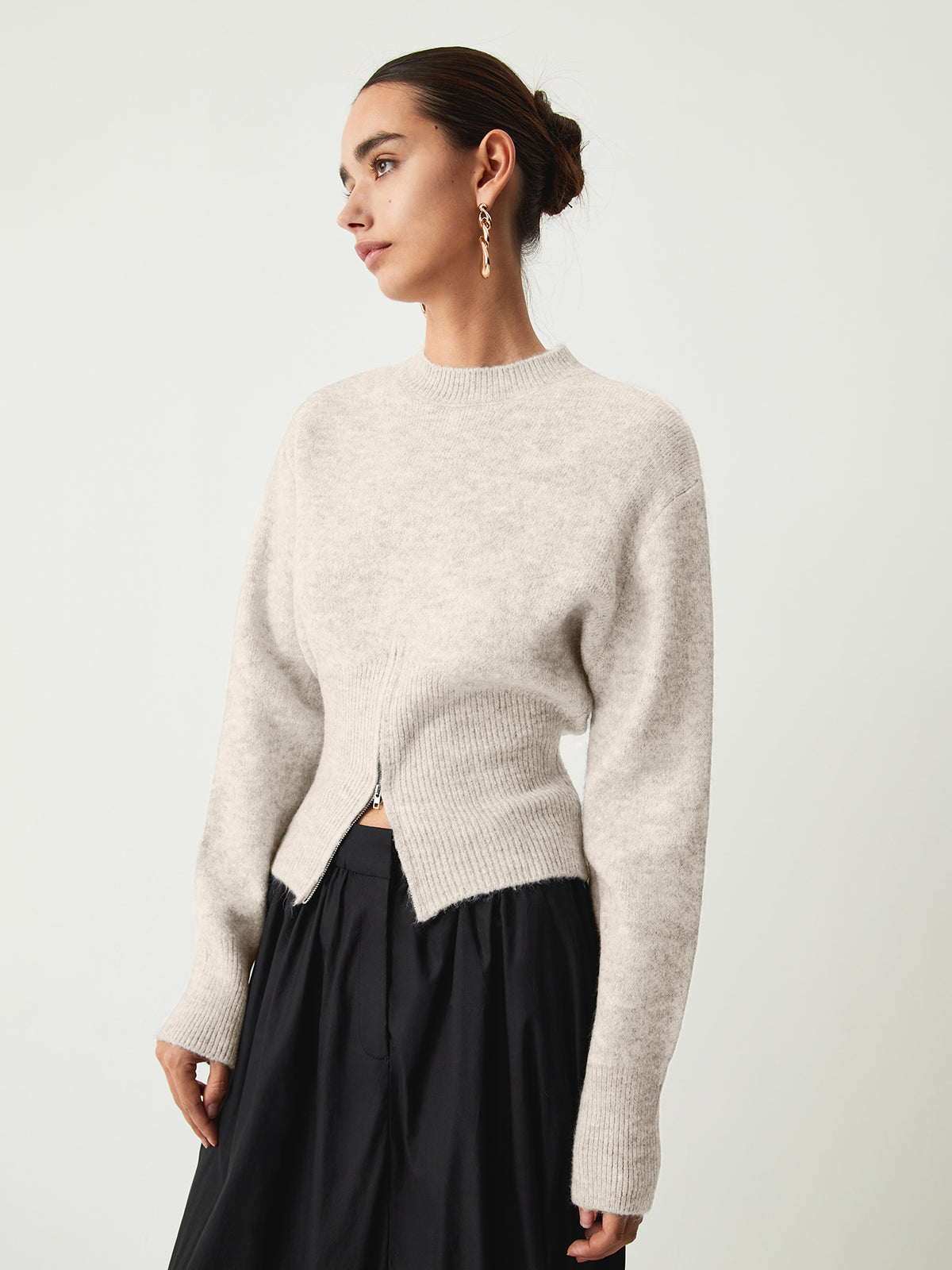 Half Zipper Fuzzy Sweater