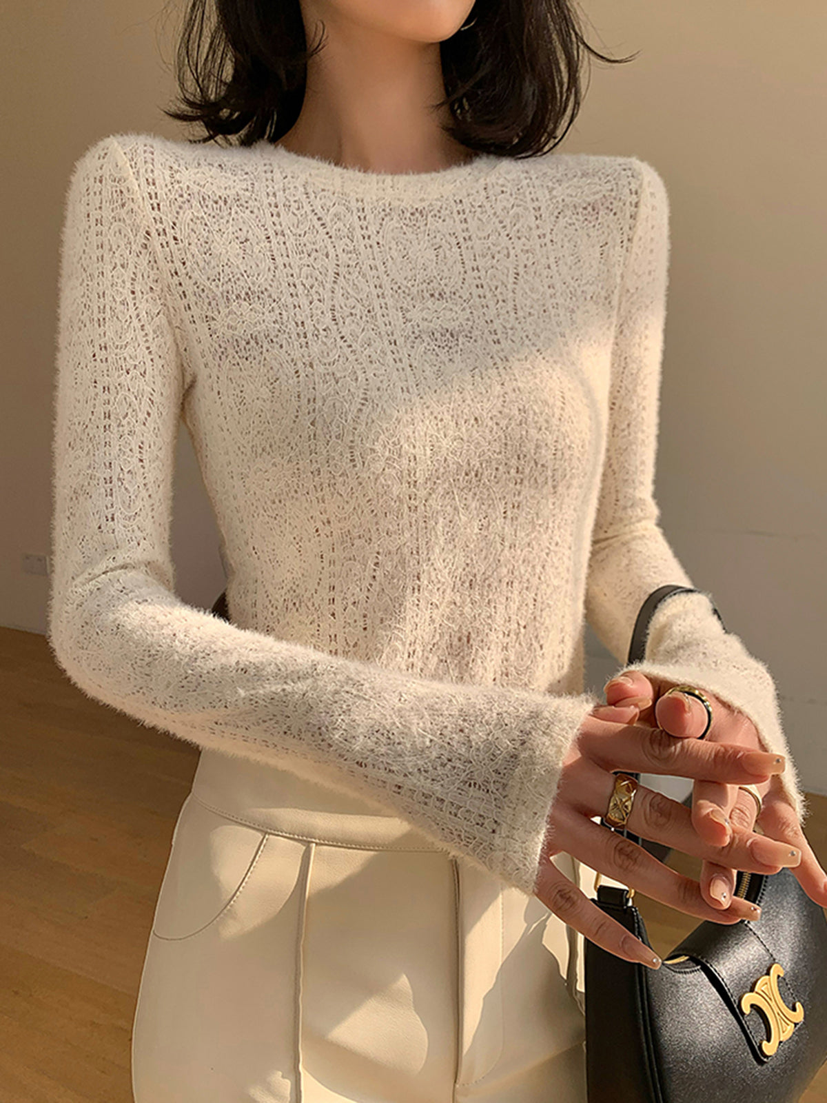 Elegant Lace Detailed Long Sleeve Blouse