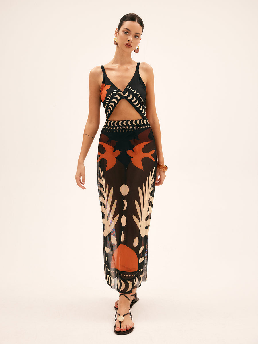 Solstice Patterned Transparent Beach Skirt
