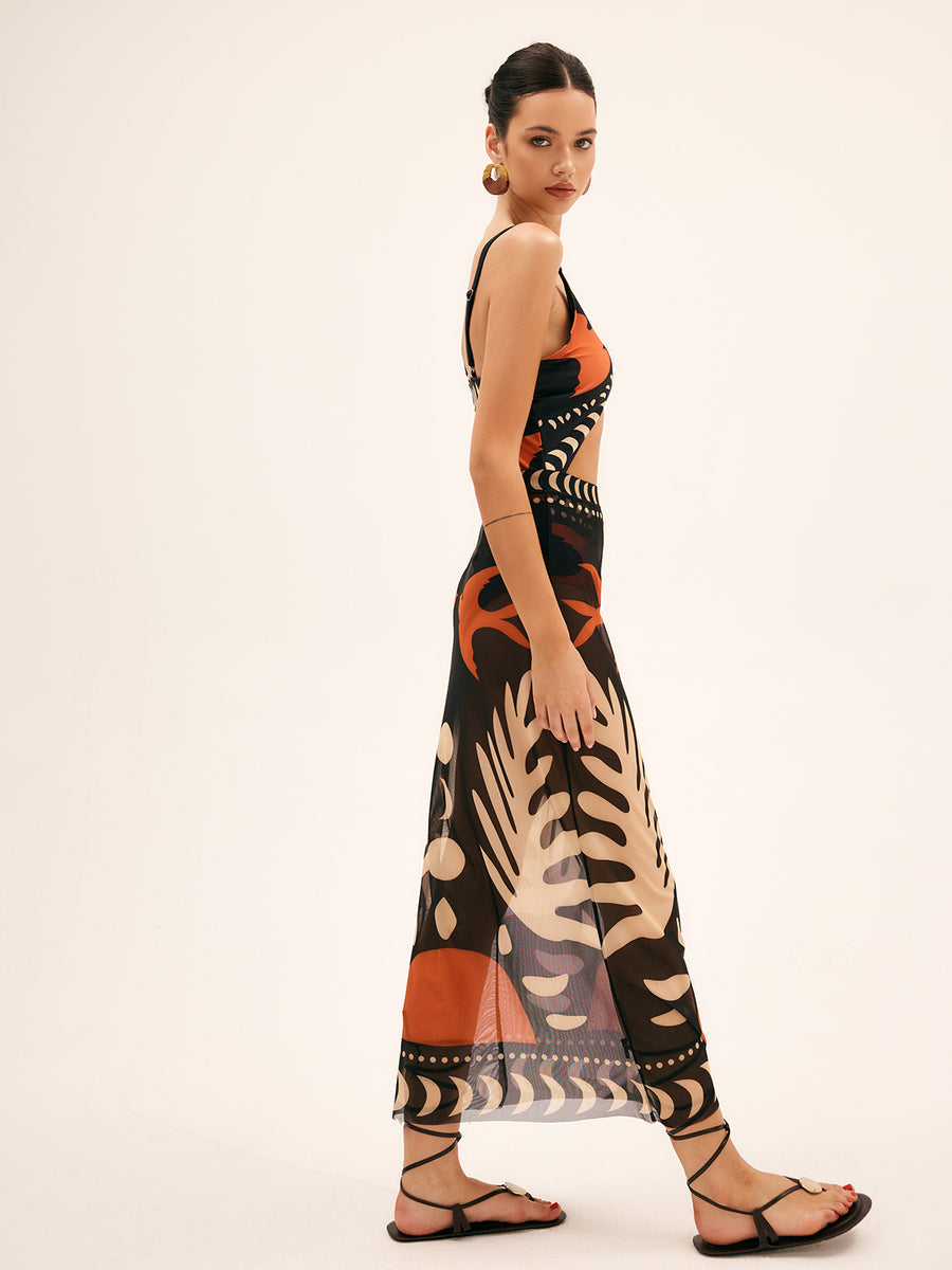 Solstice Patterned Transparent Beach Skirt