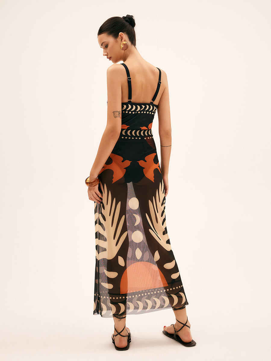 Solstice Patterned Transparent Beach Skirt