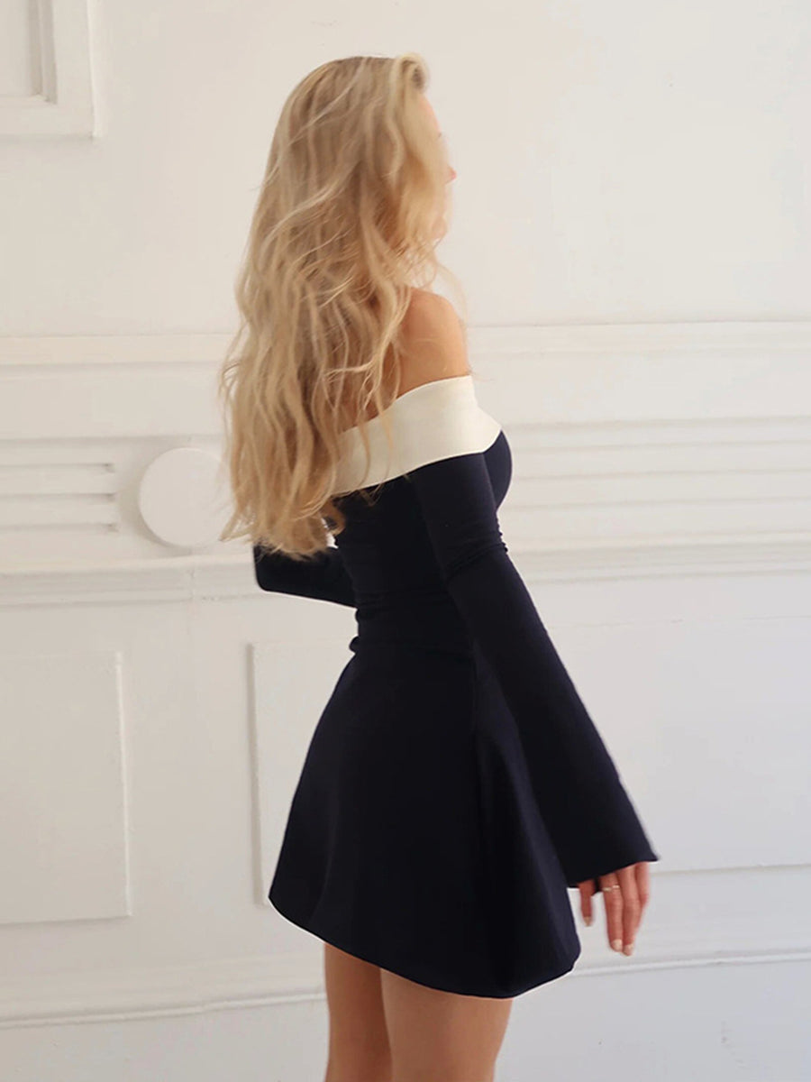 Off the Shoulder Long Sleeve Mini Dress