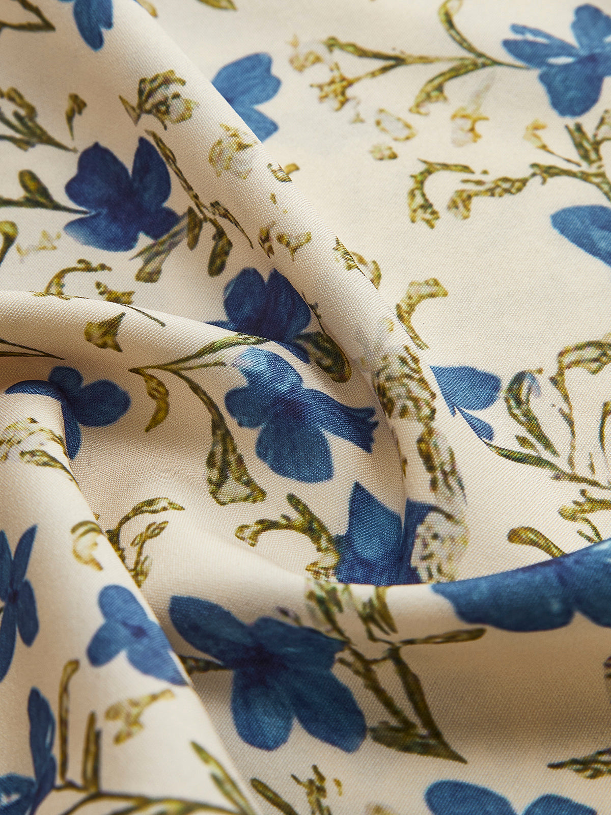 Blue Bloom Strap Satin Dress