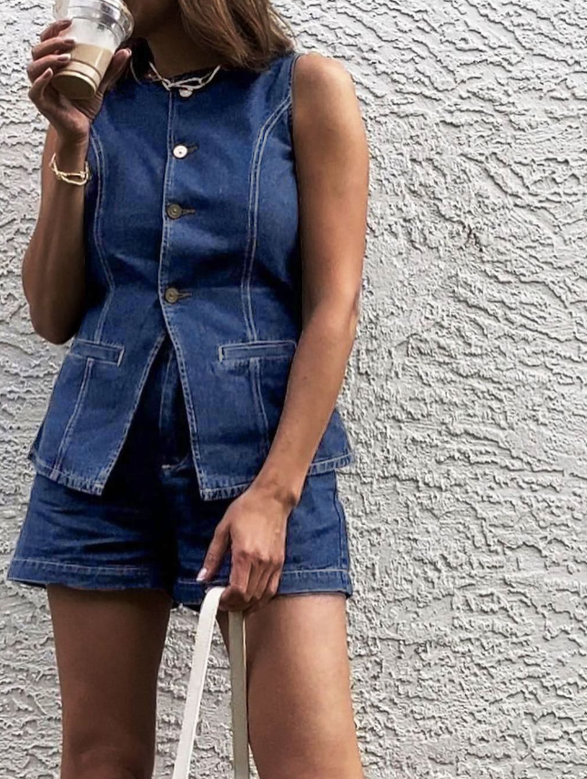 Jeans - Vest Shorts Set