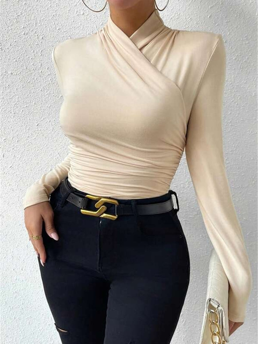 Draped Long Sleeve Blouse