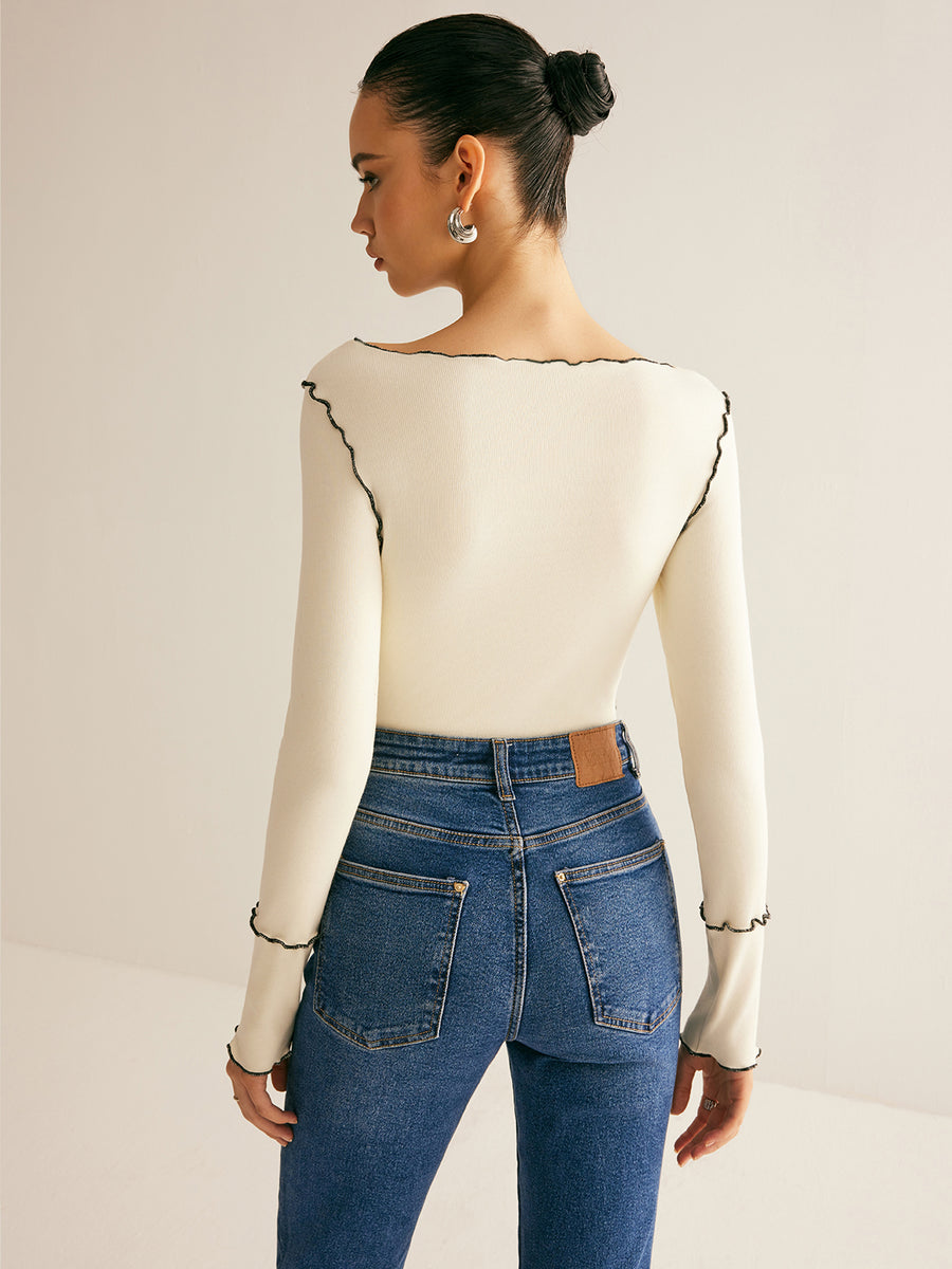 Minimal and Chic Contrast Stitched Blouse