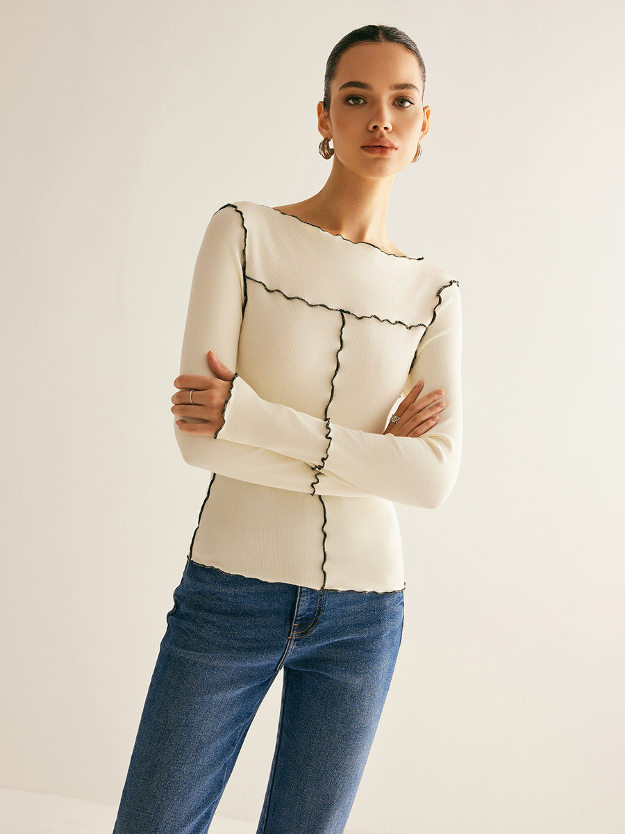 Minimal and Chic Contrast Stitched Blouse