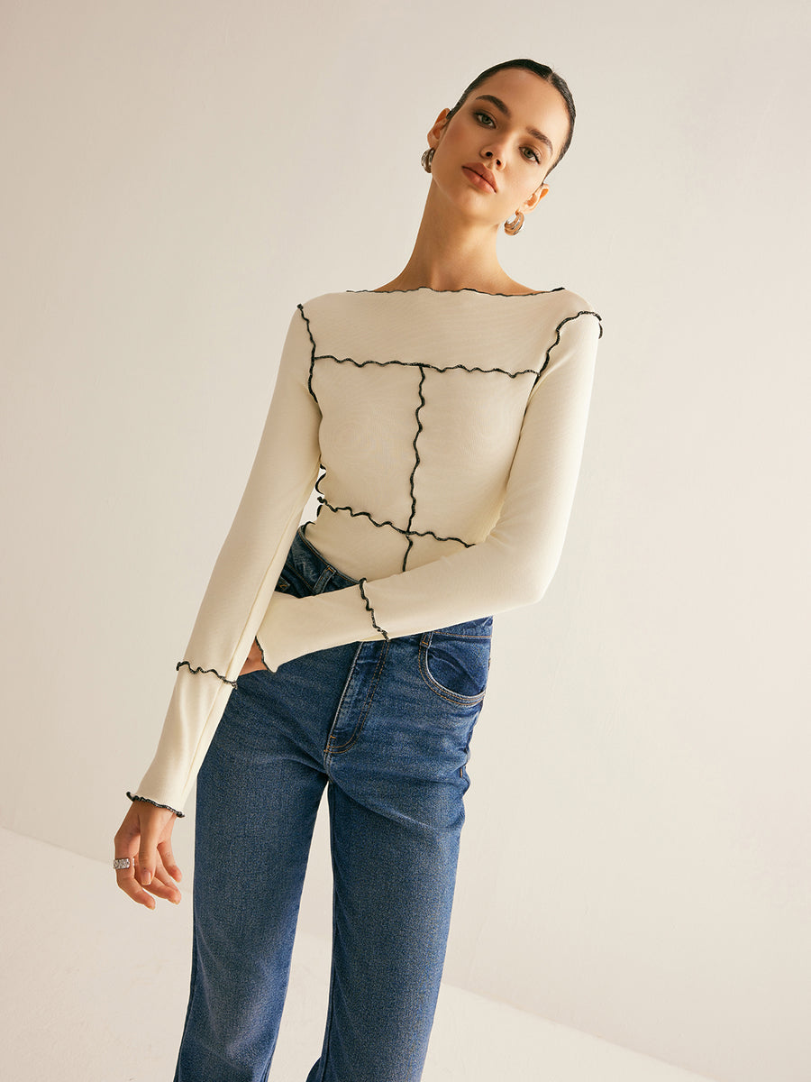 Minimal and Chic Contrast Stitched Blouse