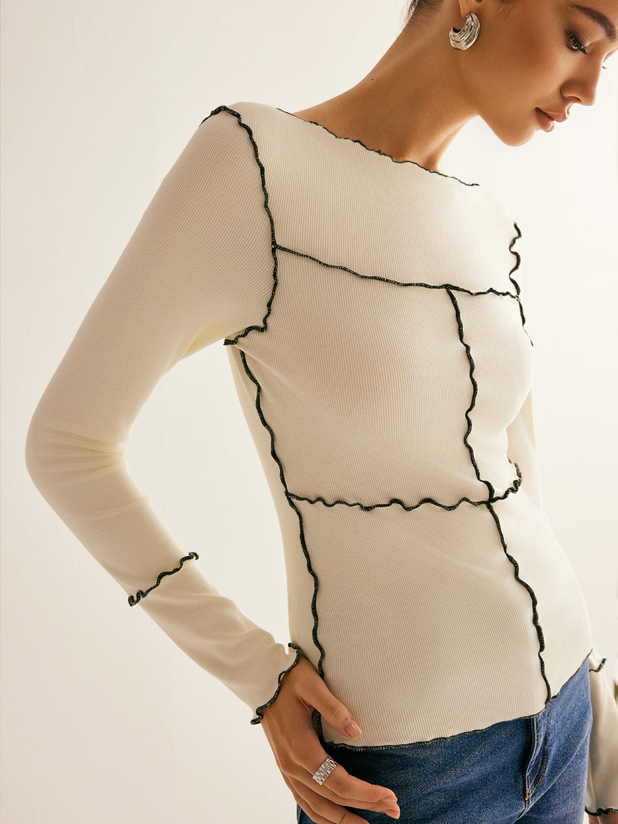 Minimal and Chic Contrast Stitched Blouse