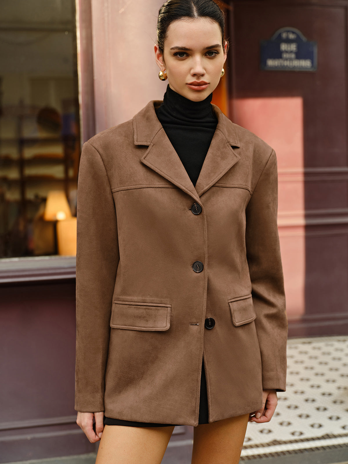 Brown Suede Blazer Jacket