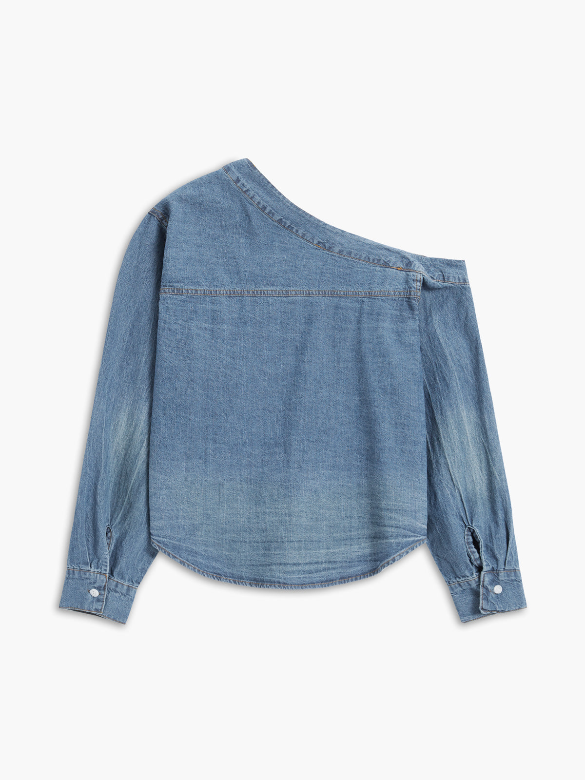 Asymmetrical Collar Denim Shirt