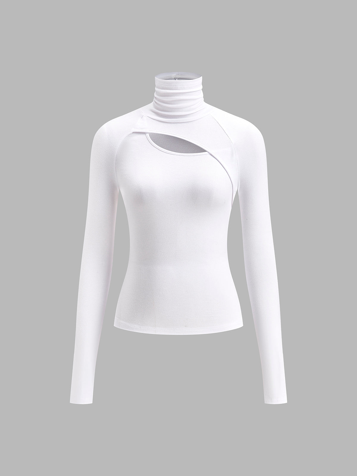 Modern and Stylish Cut-Out Turtleneck Blouse