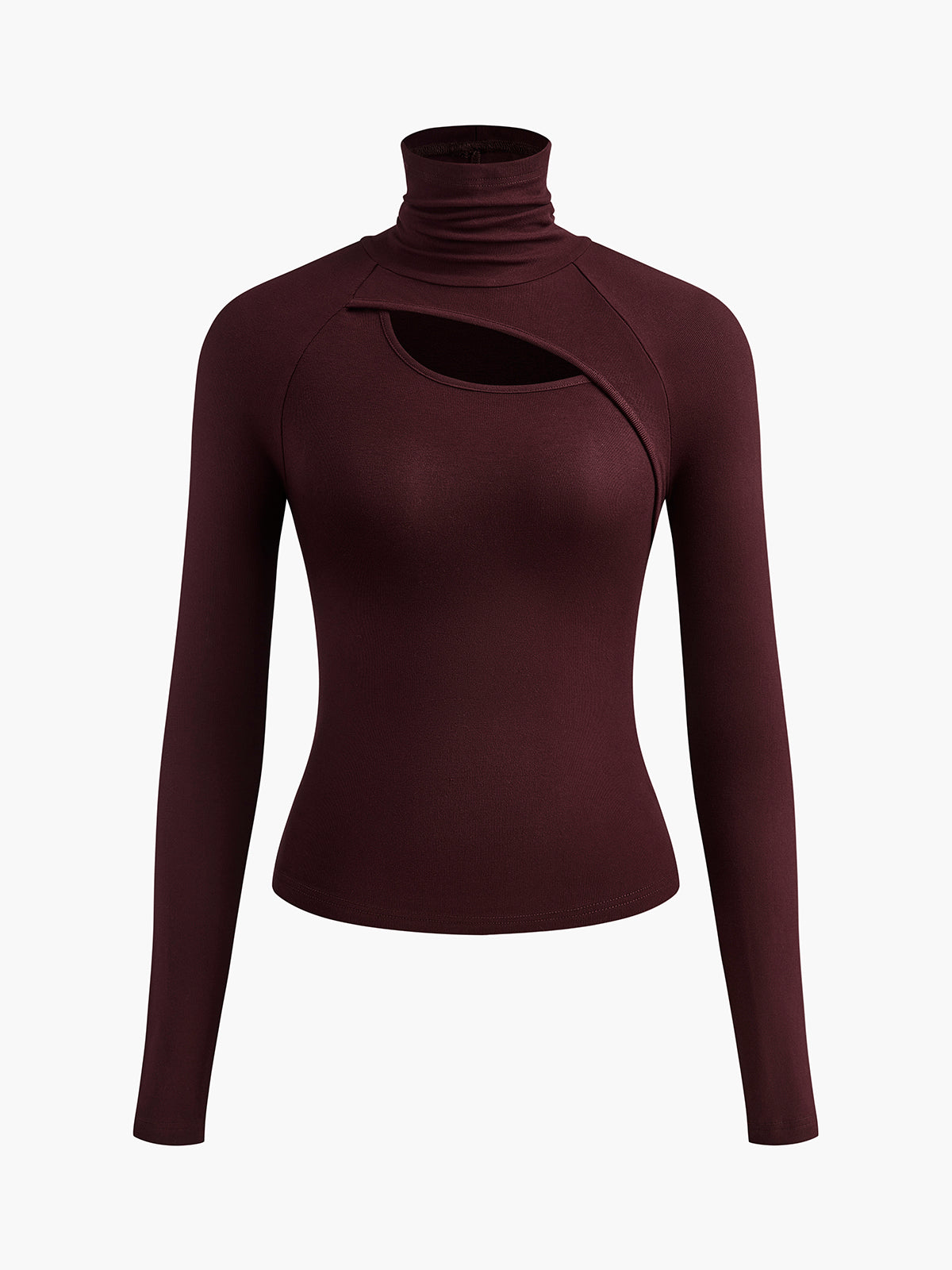 Modern and Stylish Cut-Out Turtleneck Blouse