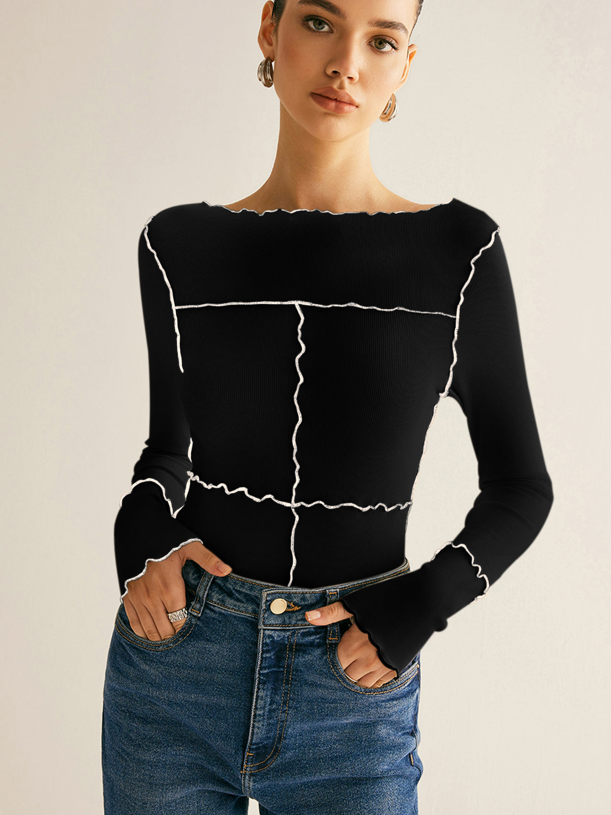 Minimal and Chic Contrast Stitched Blouse