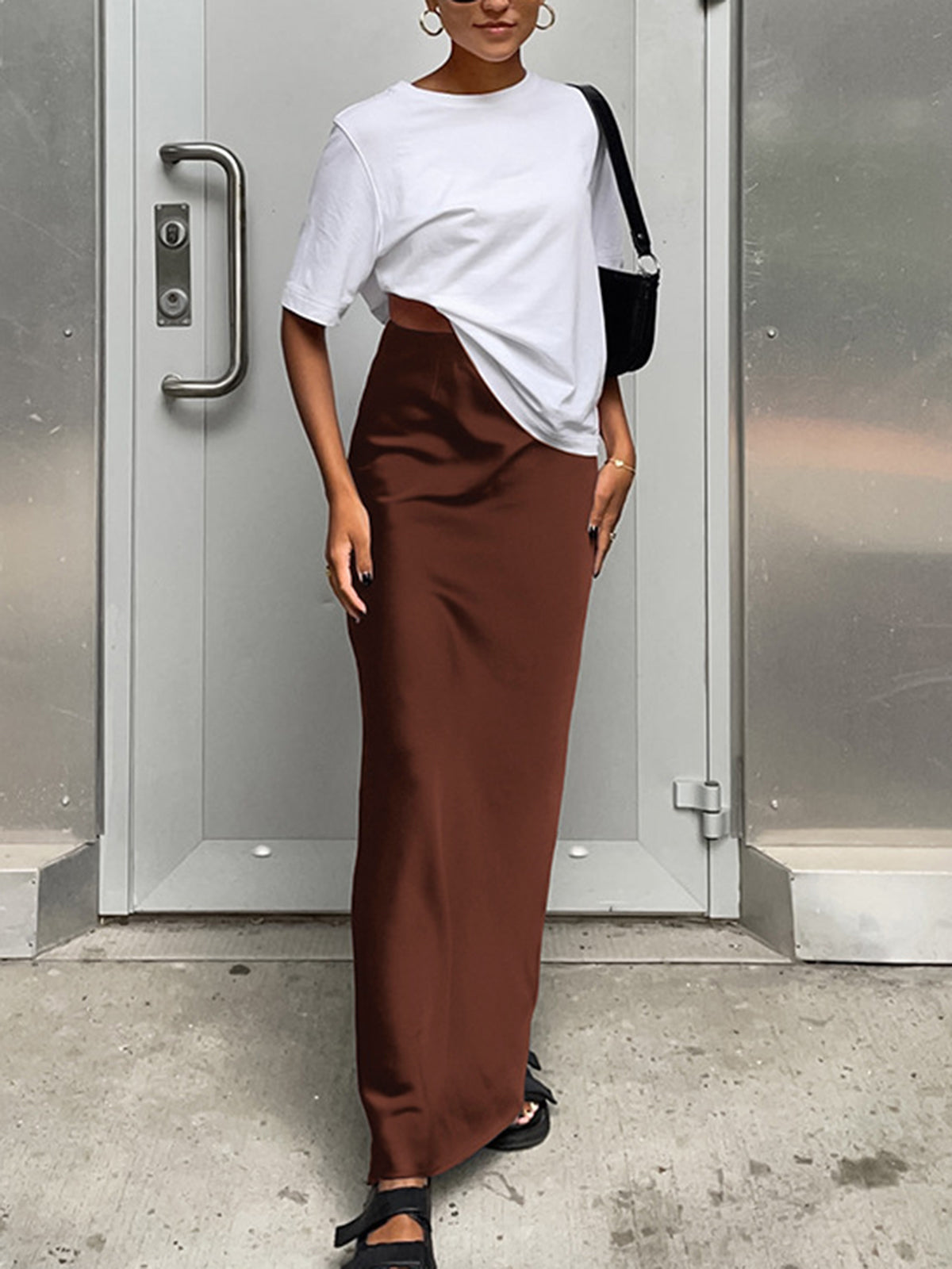 Elegant Satin Maxi Skirt