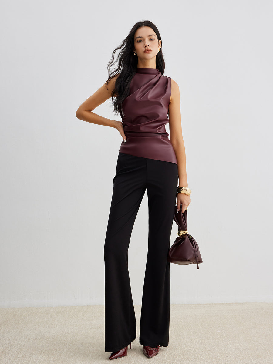 Stylish and Modern Design: Asymmetrical Leather Blouse