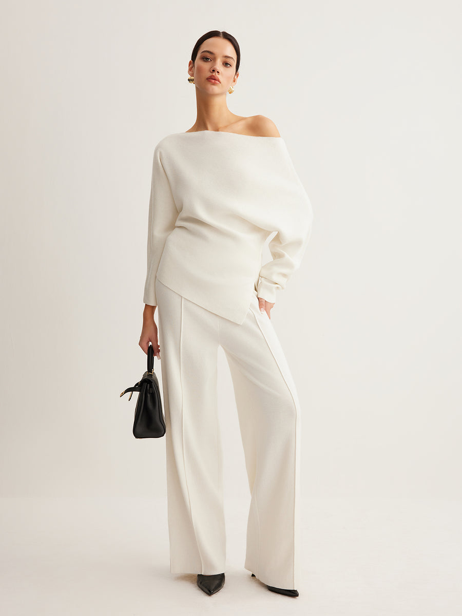 Wool Asymmetric Collar Knitwear