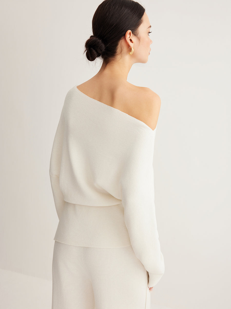 Wool Asymmetric Collar Knitwear