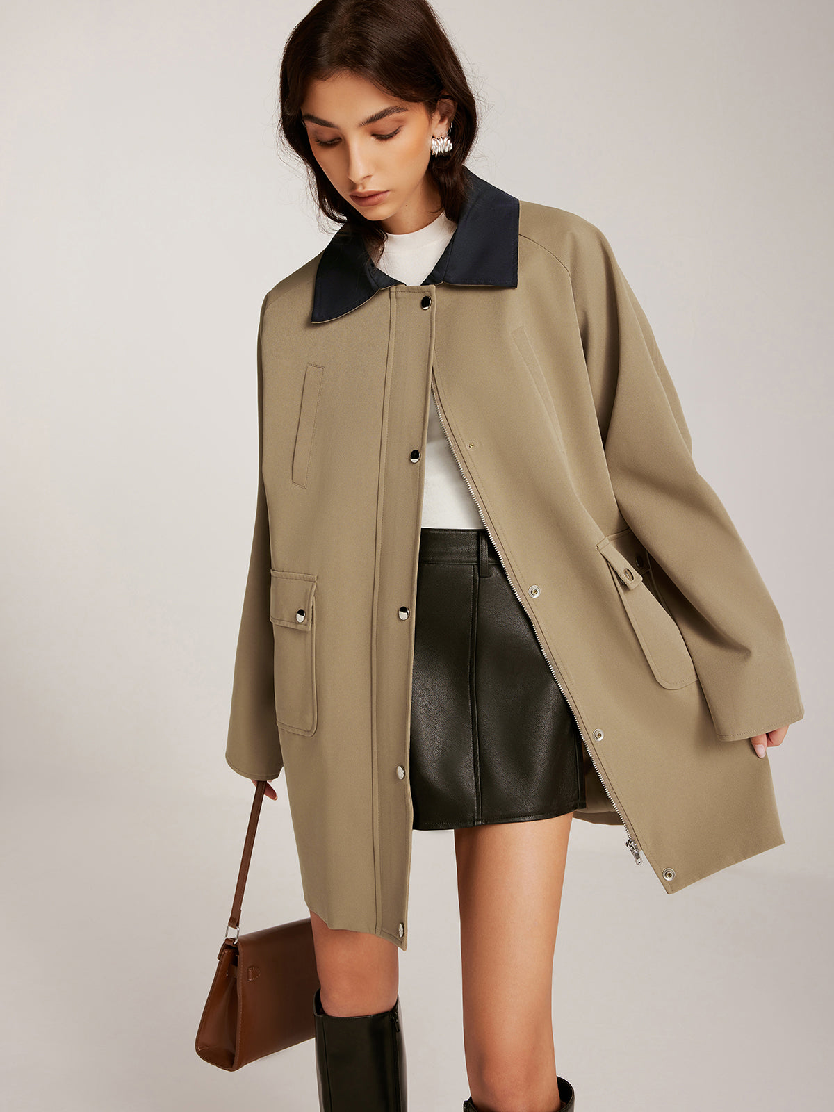 Oversize Double Color Detailed Jacket