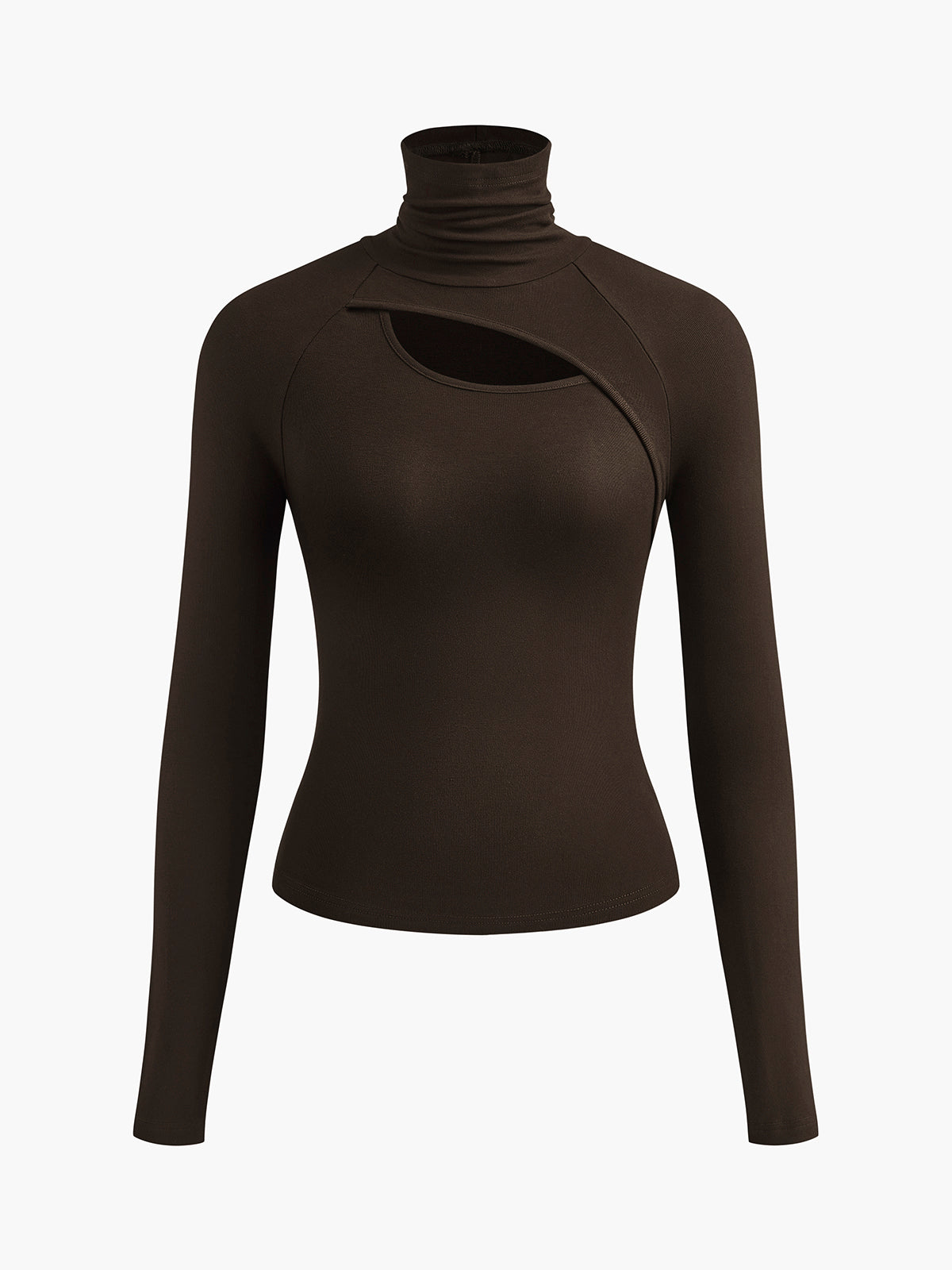 Modern and Stylish Cut-Out Turtleneck Blouse