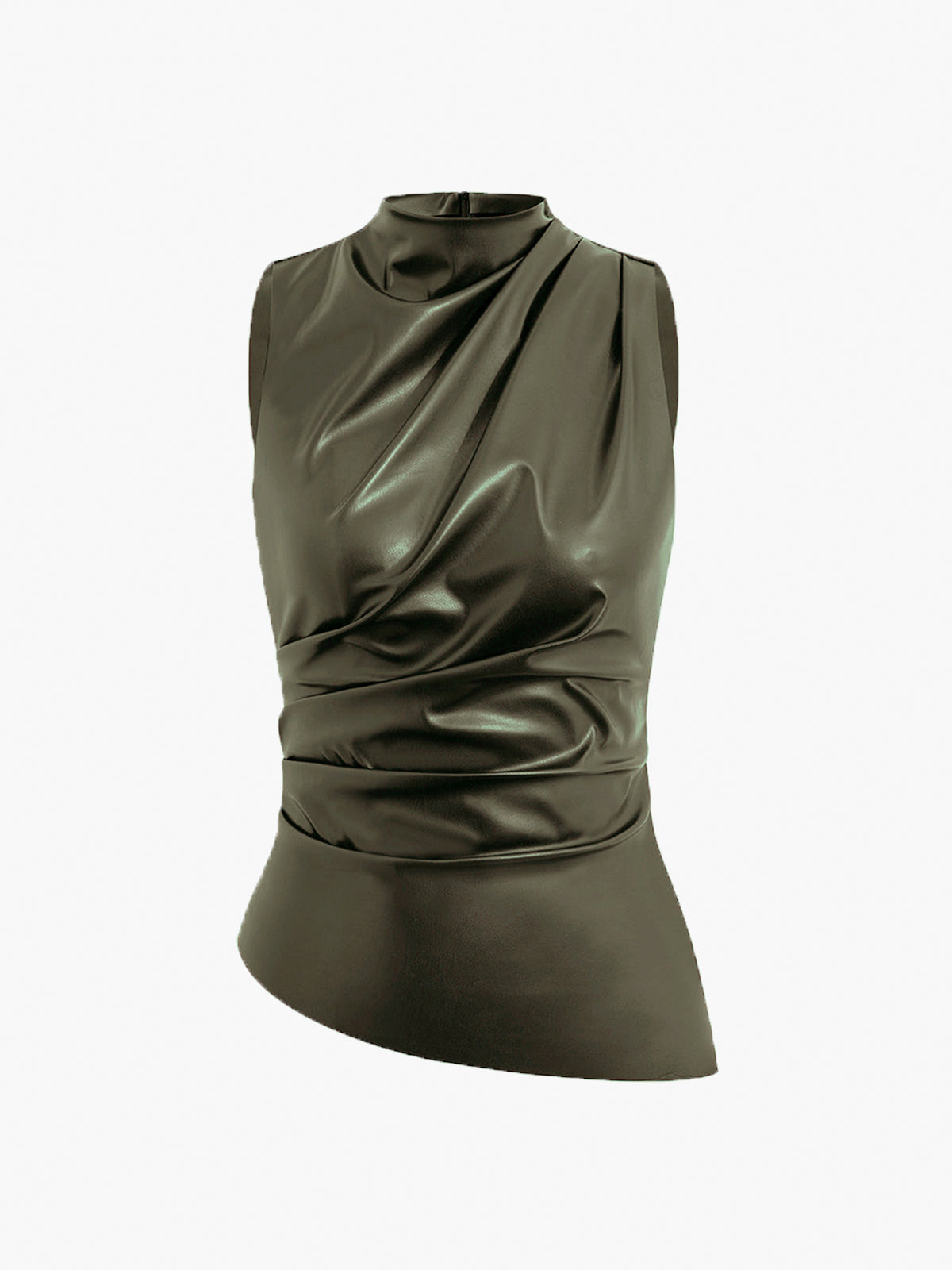 Stylish and Modern Design: Asymmetrical Leather Blouse