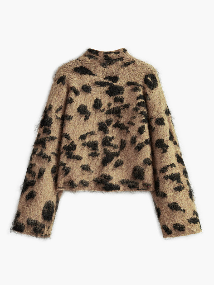 Wool Blend Leopard Patterned Sweater