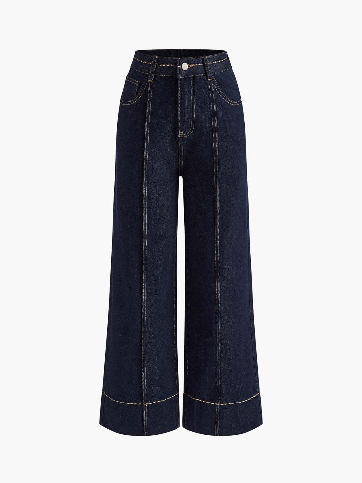 High Waist Wide Leg Denim Trousers