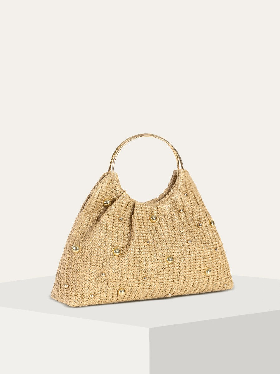 Lucera Gold Beaded Detailed Knitted Bag