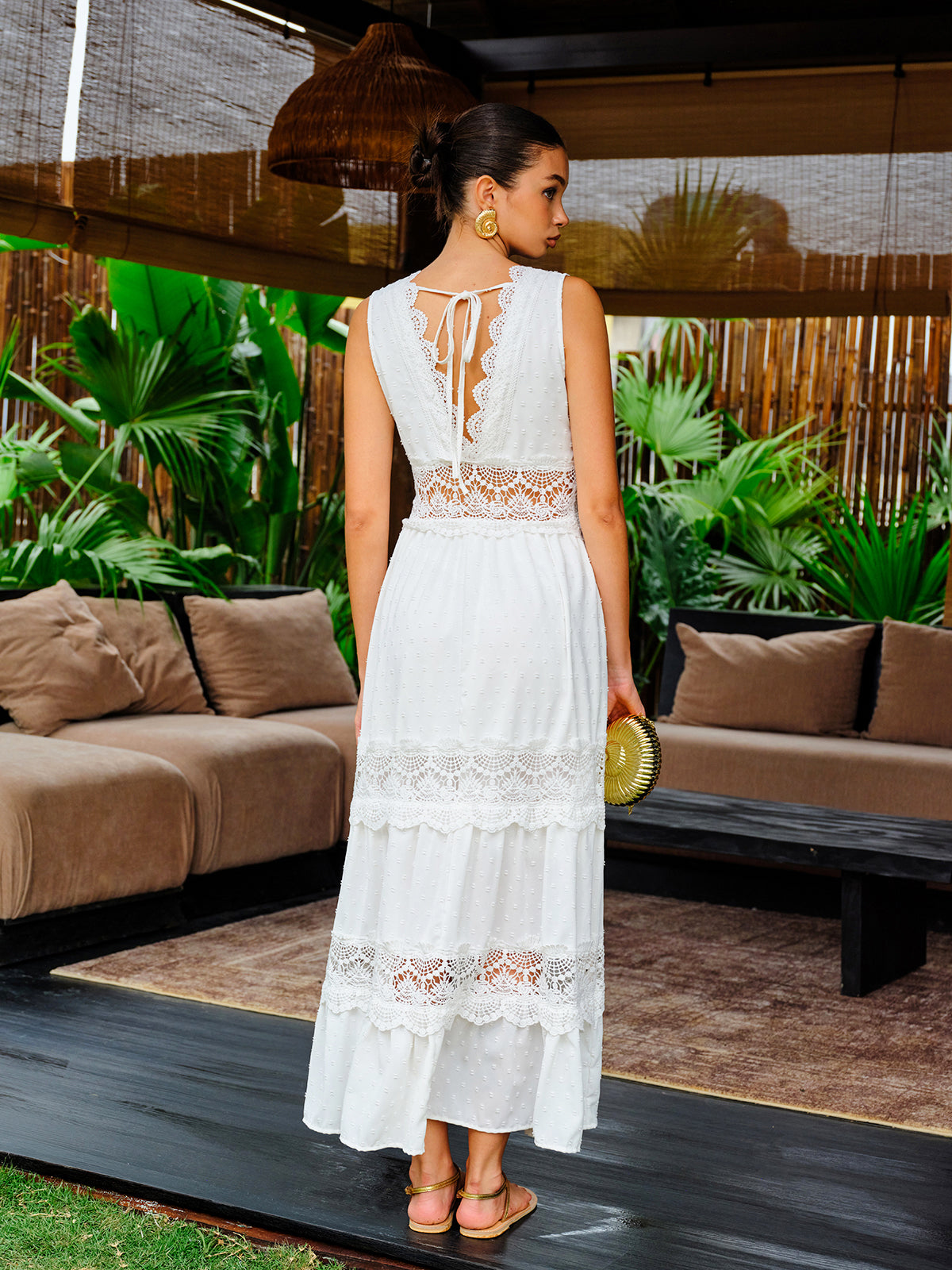 Soléa Lace Detailed White Dress