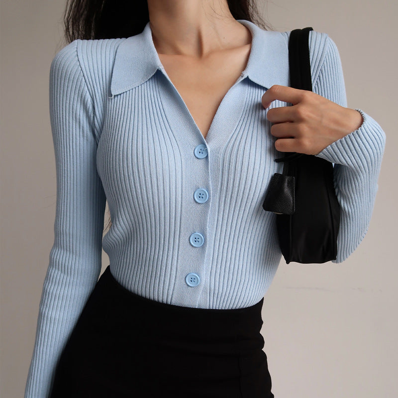 High Neck Knitted Blouse