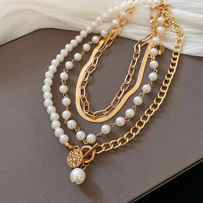 Pearl Decor Chain Layered Necklace