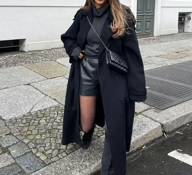 Black Long Oversized Trench Coat