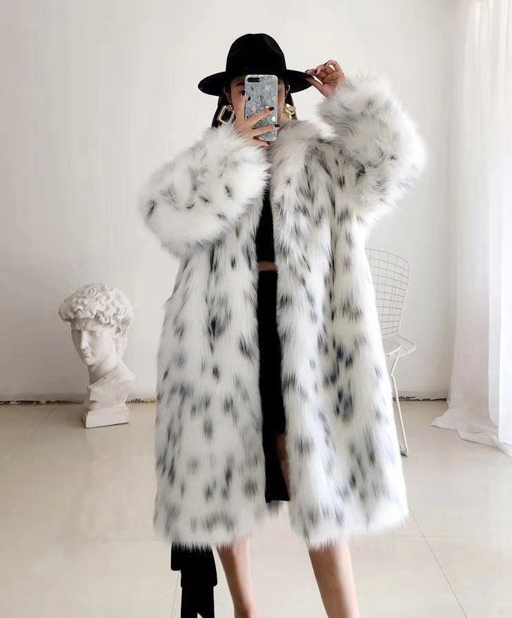 Patterned Oversize Fur Coat