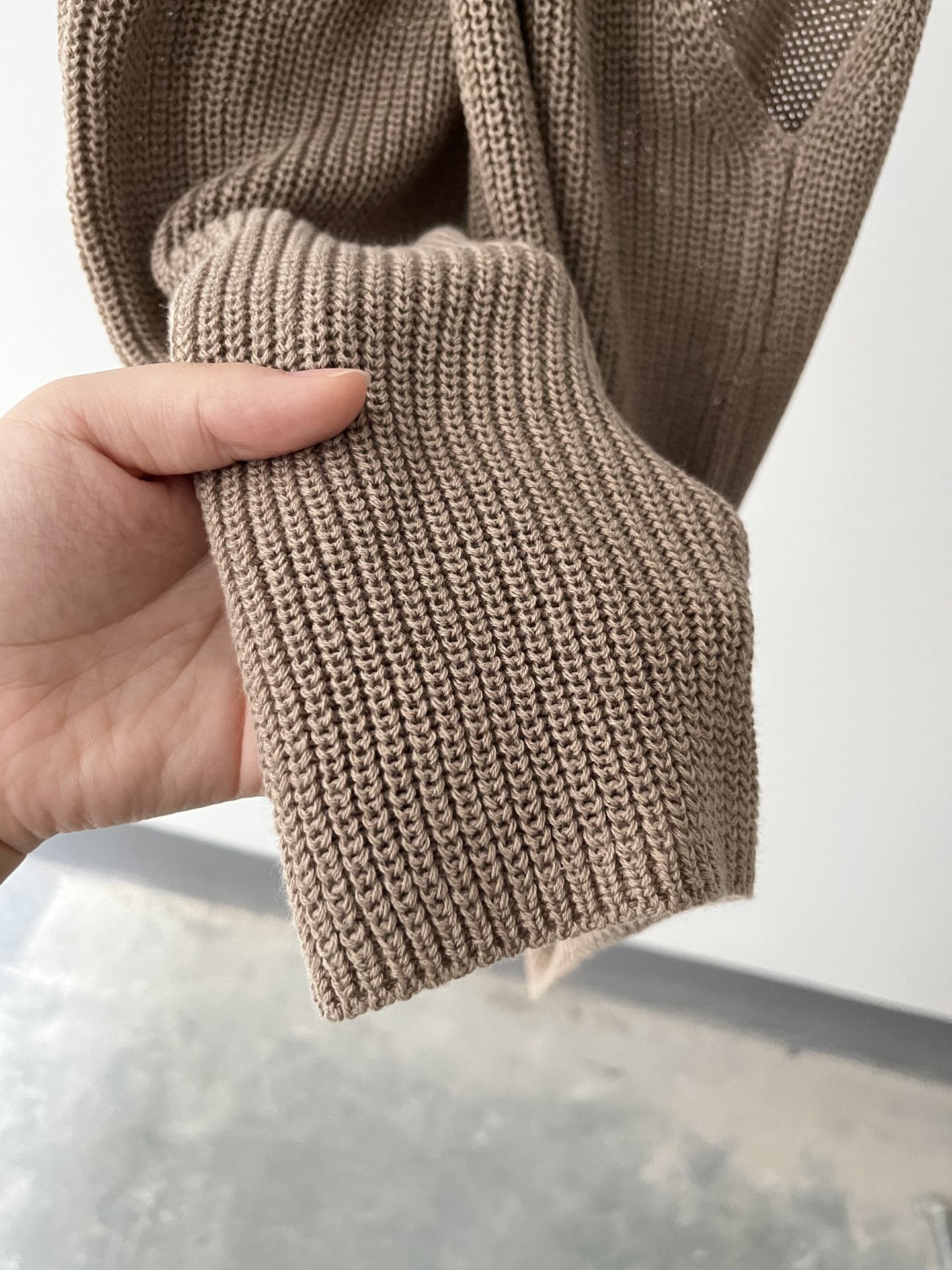 Beige Cross-Halter Knit Blouse
