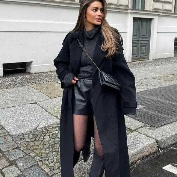 Black Long Oversized Trench Coat