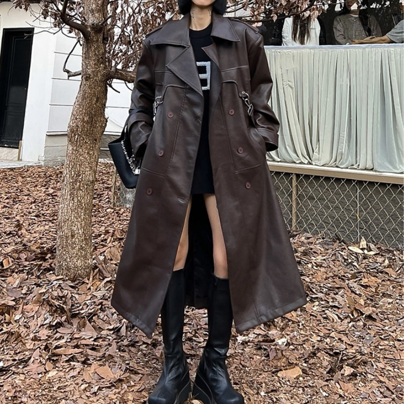 Oversized Leather Trench Coat – A Timeless and Powerful Style