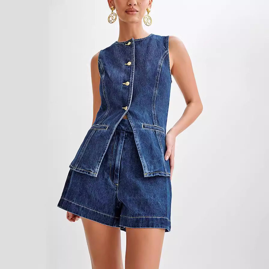 Jeans - Vest Shorts Set