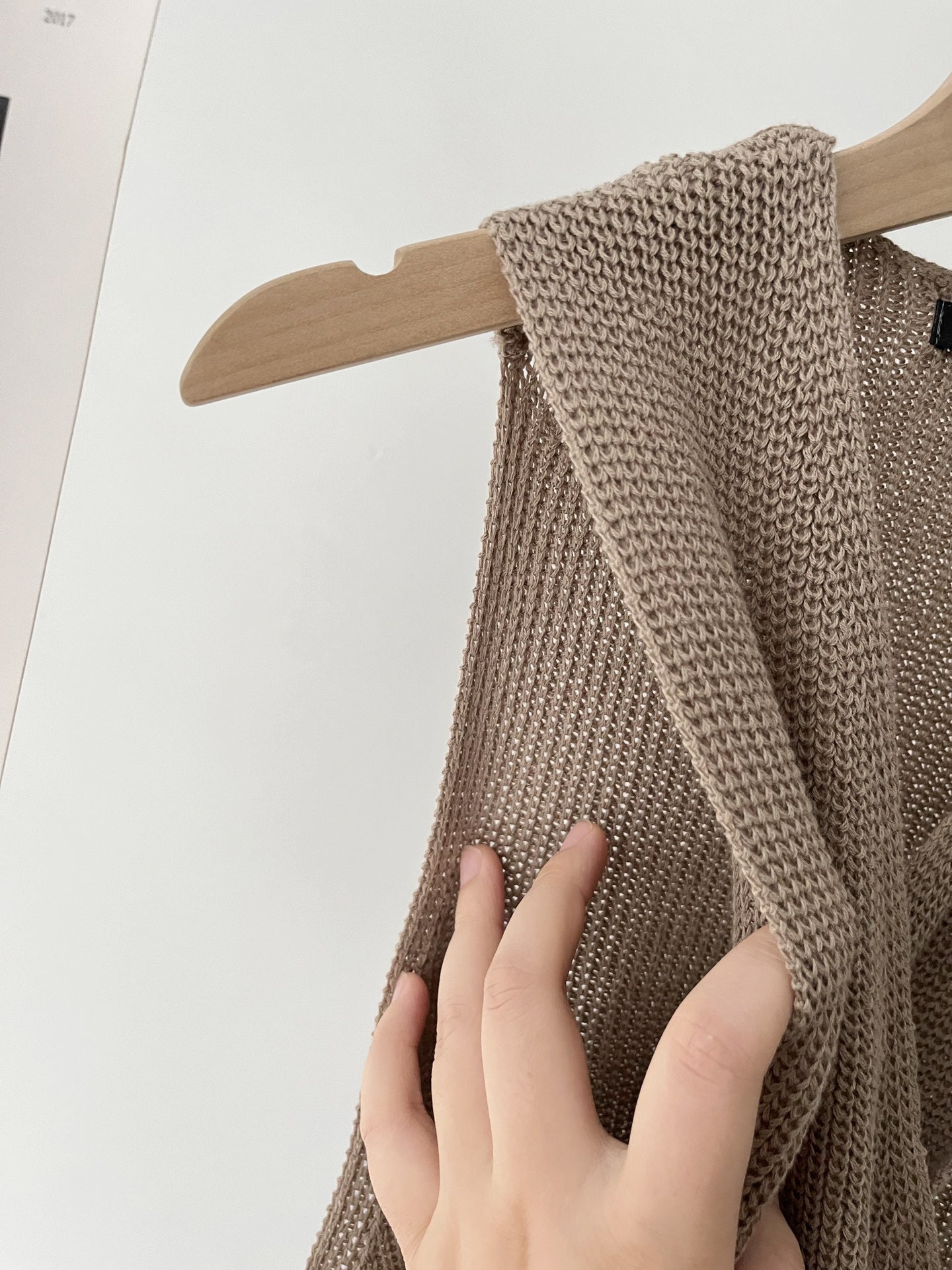 Beige Cross-Halter Knit Blouse