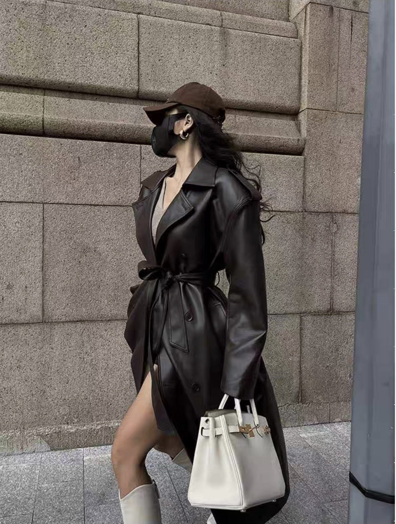 Midnight Luxe Leather Trench Coat