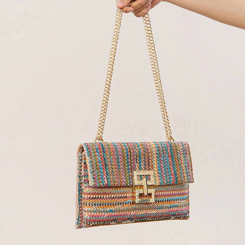 Serena Wicker Textured Chain Shoulder Bag