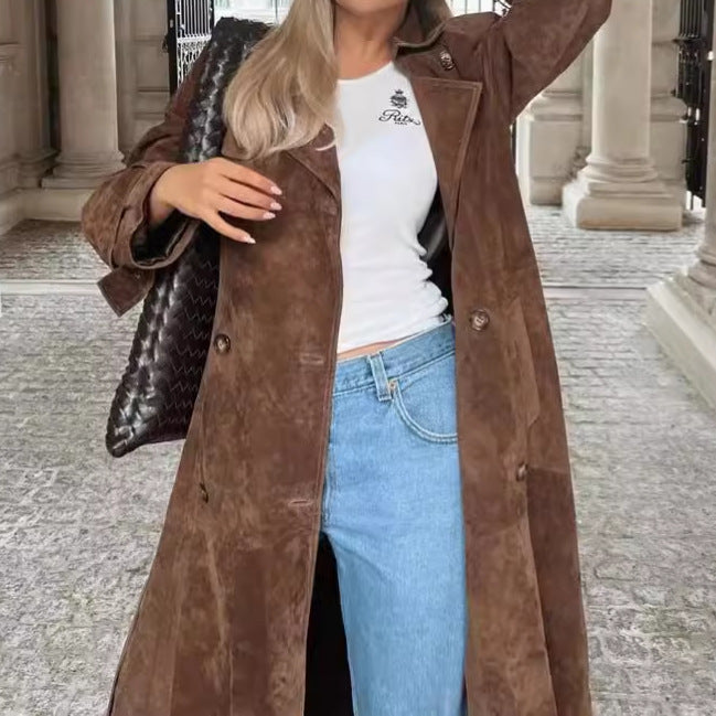 Brown Suede Long Jacket