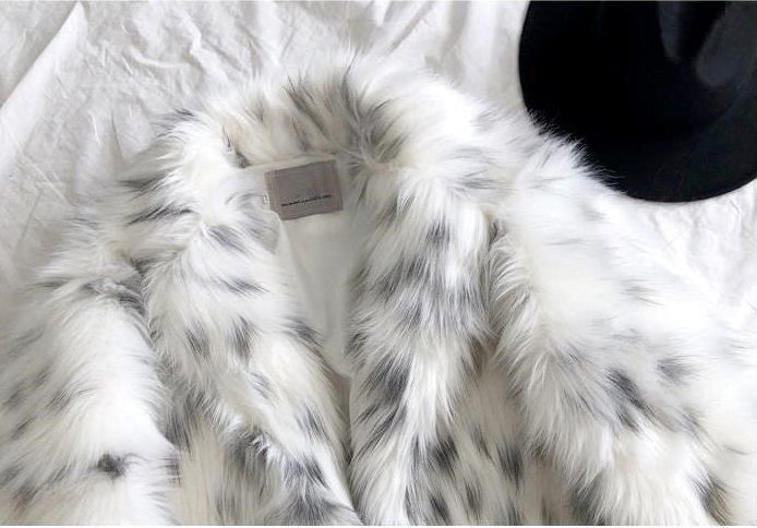 Patterned Oversize Fur Coat