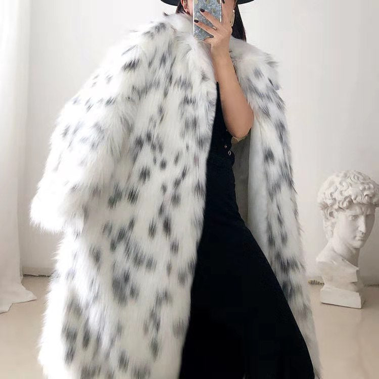 Patterned Oversize Fur Coat