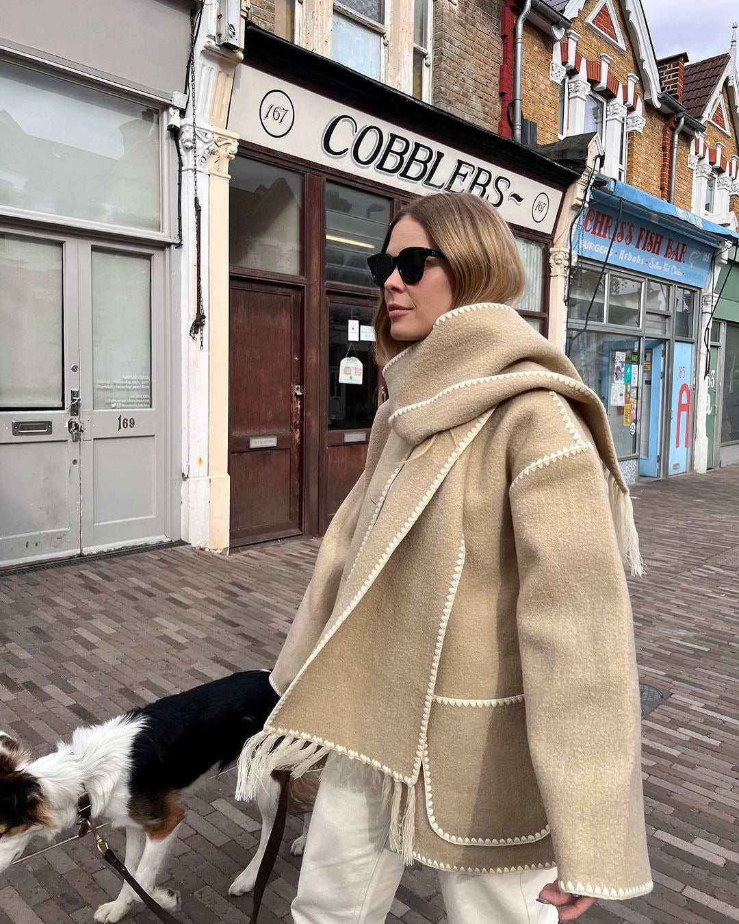 Contrast Cut Jacket and Scarf