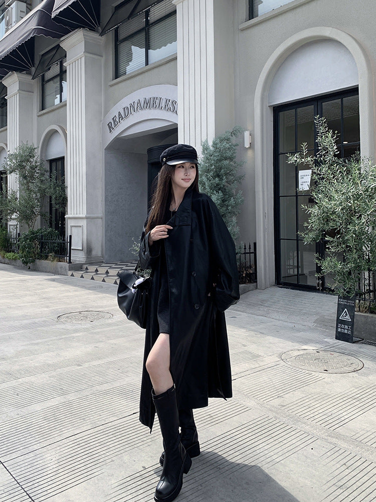 Oversize Leather Trench Coat