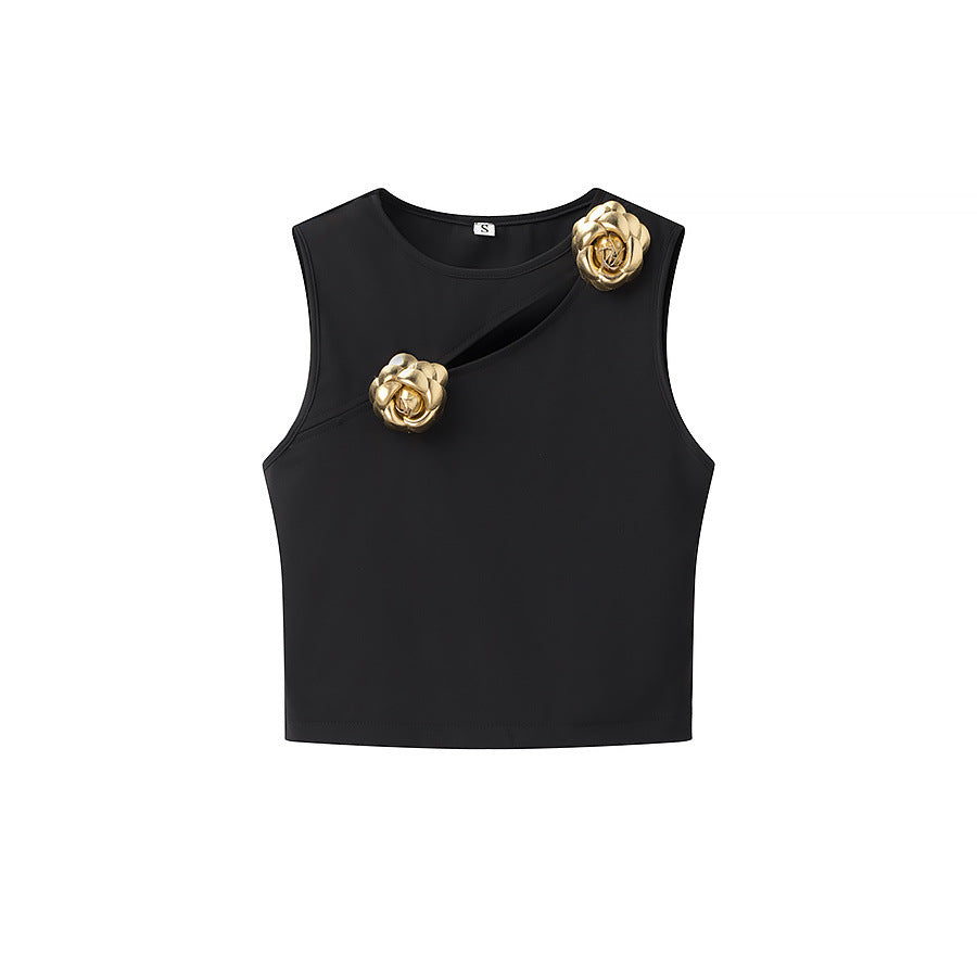 Elegant Rose Detailed Black Suit