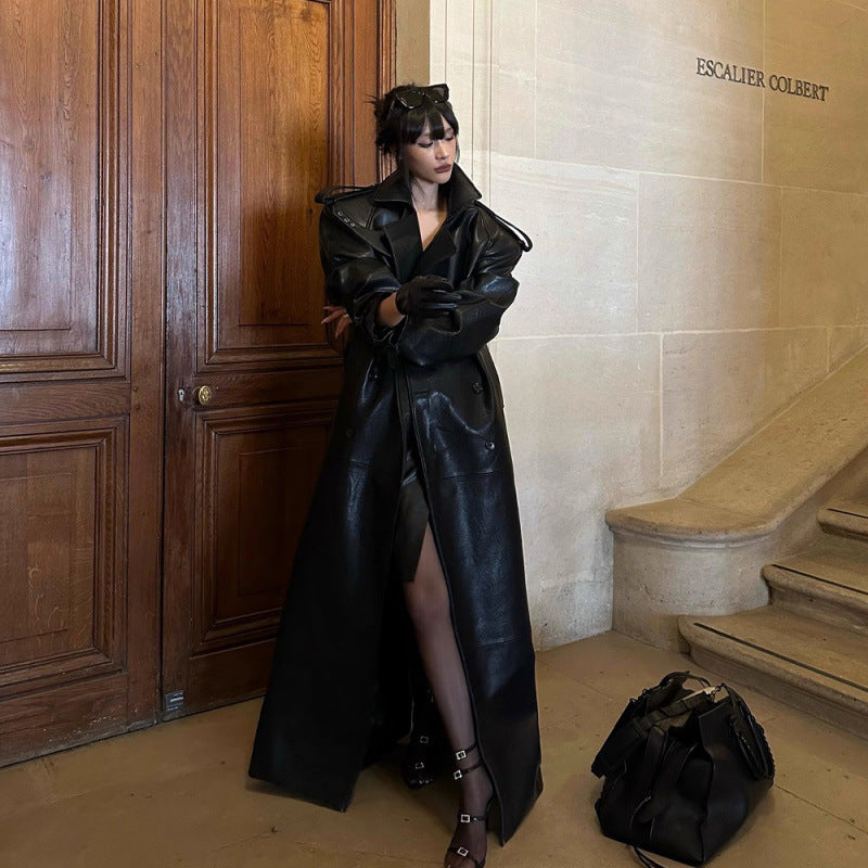 Oversized Leather Trench Coat – A Timeless and Powerful Style