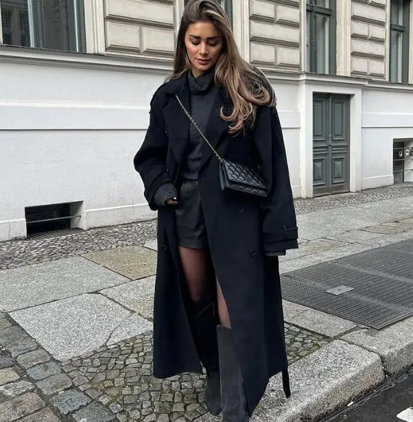 Black Long Oversized Trench Coat