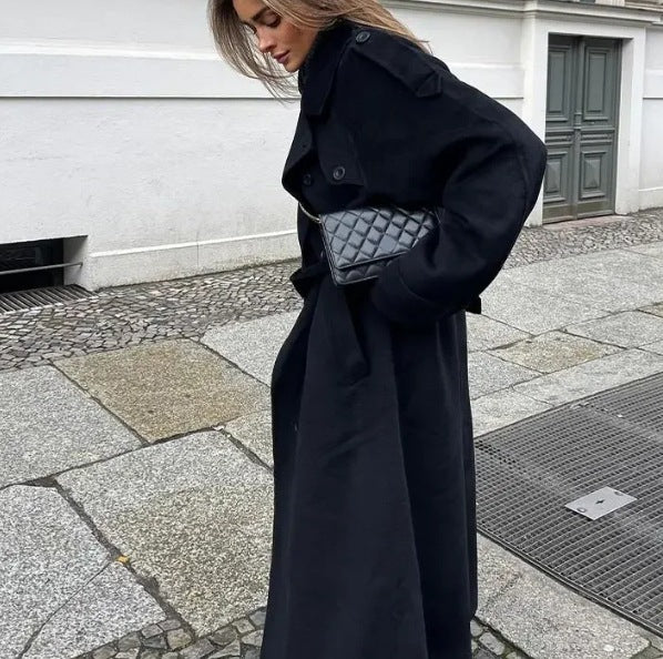 Black Long Oversized Trench Coat